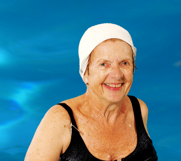 Elderly swimmer in pool
